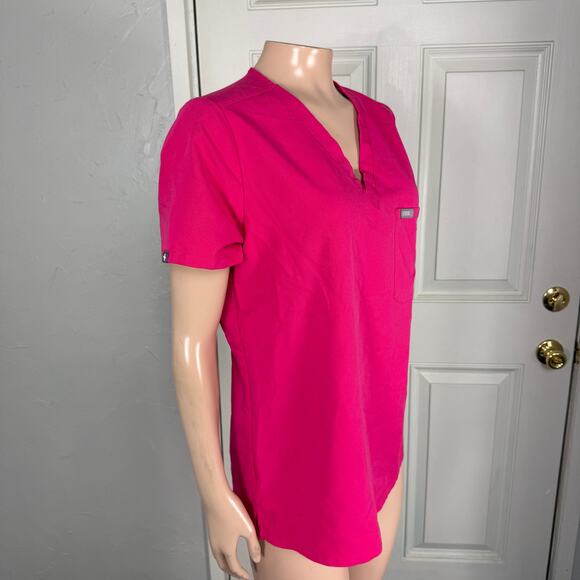 Figs Women's Scrub Top Small Shirt Short Sleeve Maternity Nurse Breast Cancer P6 - Picture 5 of 7